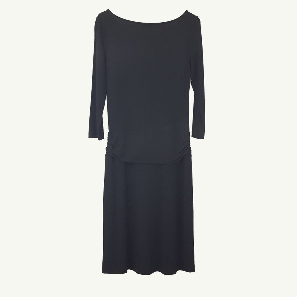 Talbots Solid Black Stretch Shift Dress Women's S… - image 4